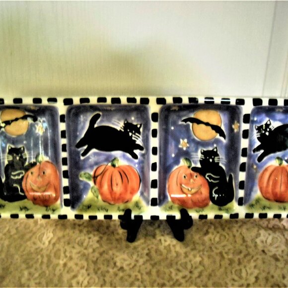 Hausenware Halloween 4 Compartment Ceramic Serving Tray - Picture 1 of 8